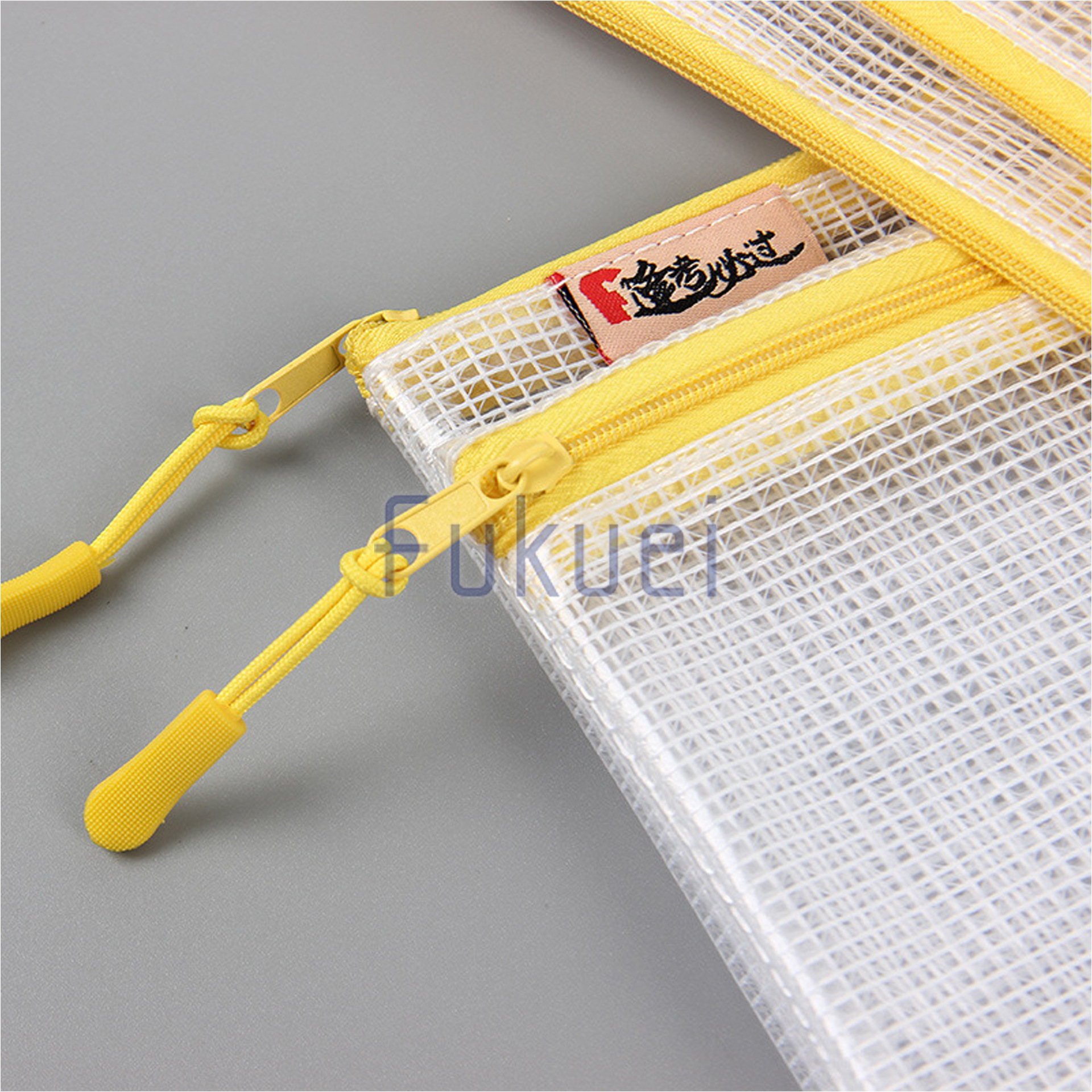 Bolsa de archivo de tela de malla de PVC japonés cremallera caja de lápiz transparente bolsa de almacenamiento bolsa personalizable LOGO