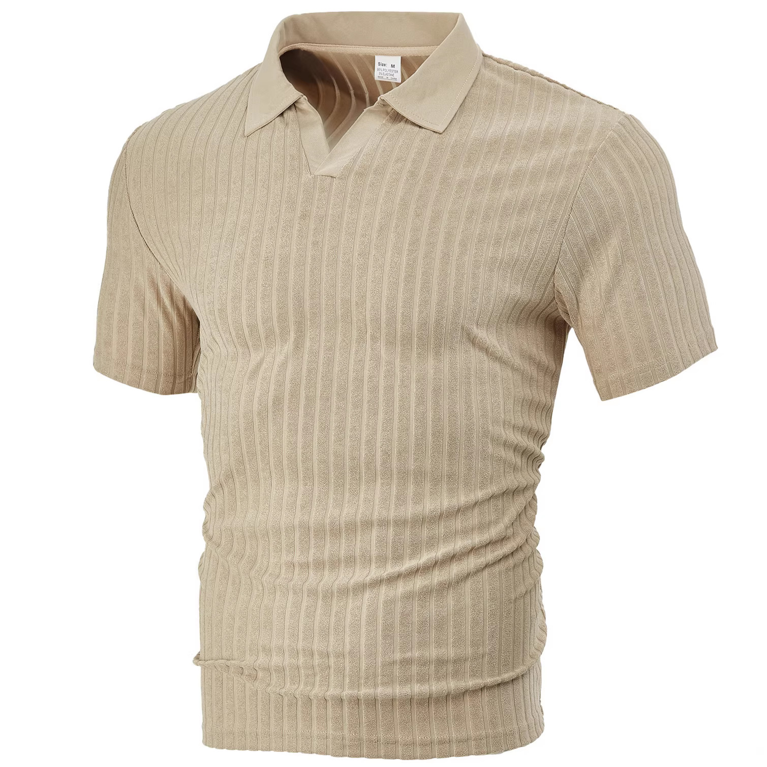 Chemise rayée d'été pour homme, style européen et américain, en tissu jacquard respirant et décontracté, col rabattu, col rabattu._voghion.com