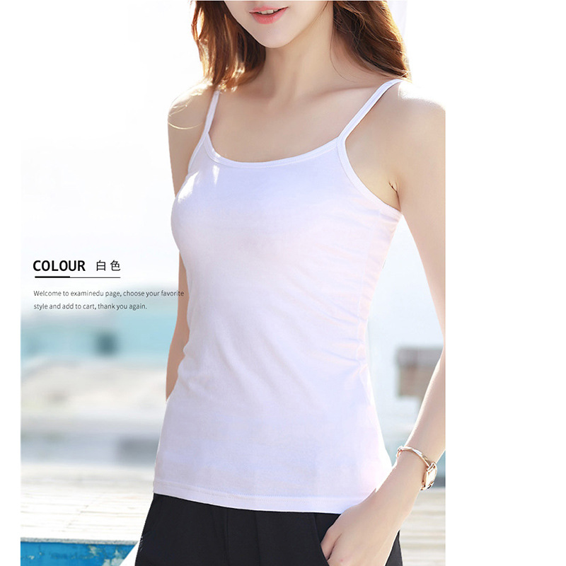 Camisola de algodón para mujer ropa exterior de verano belleza espalda sin mangas Camiseta ajustada ropa interior de mujer de verano Top para mujer image 13