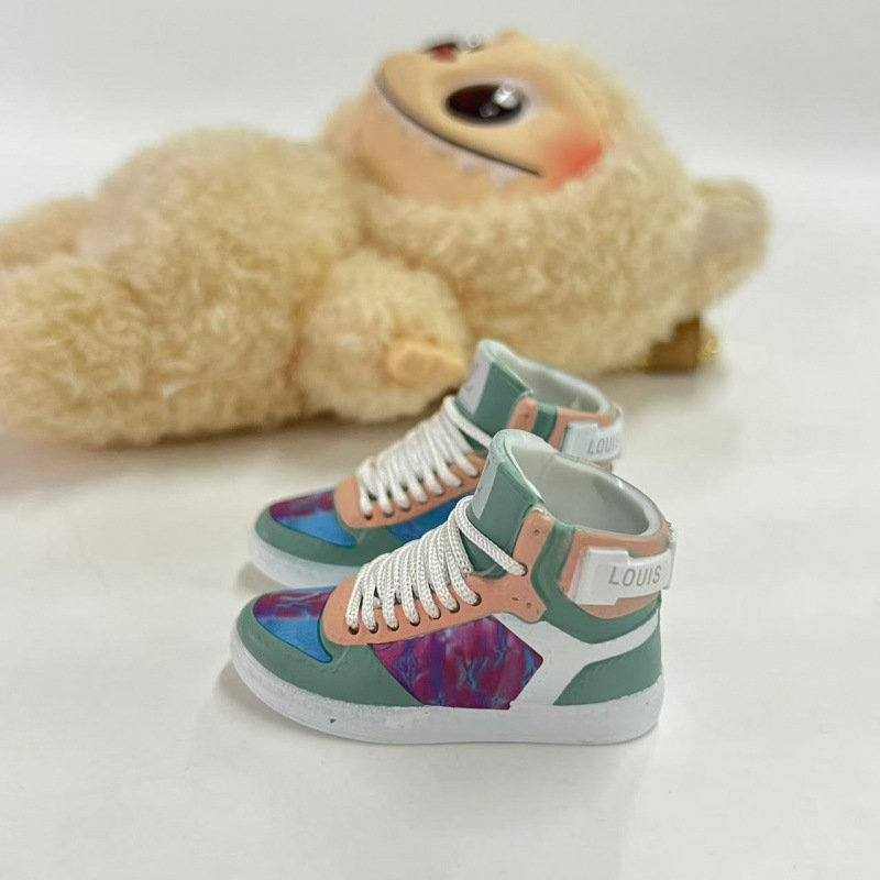 LABUBU Zapatos Rabu Ropa de bebé 17cm felpa vinilo bolso de muñeca colgante para zapatos desnudos caja ciega