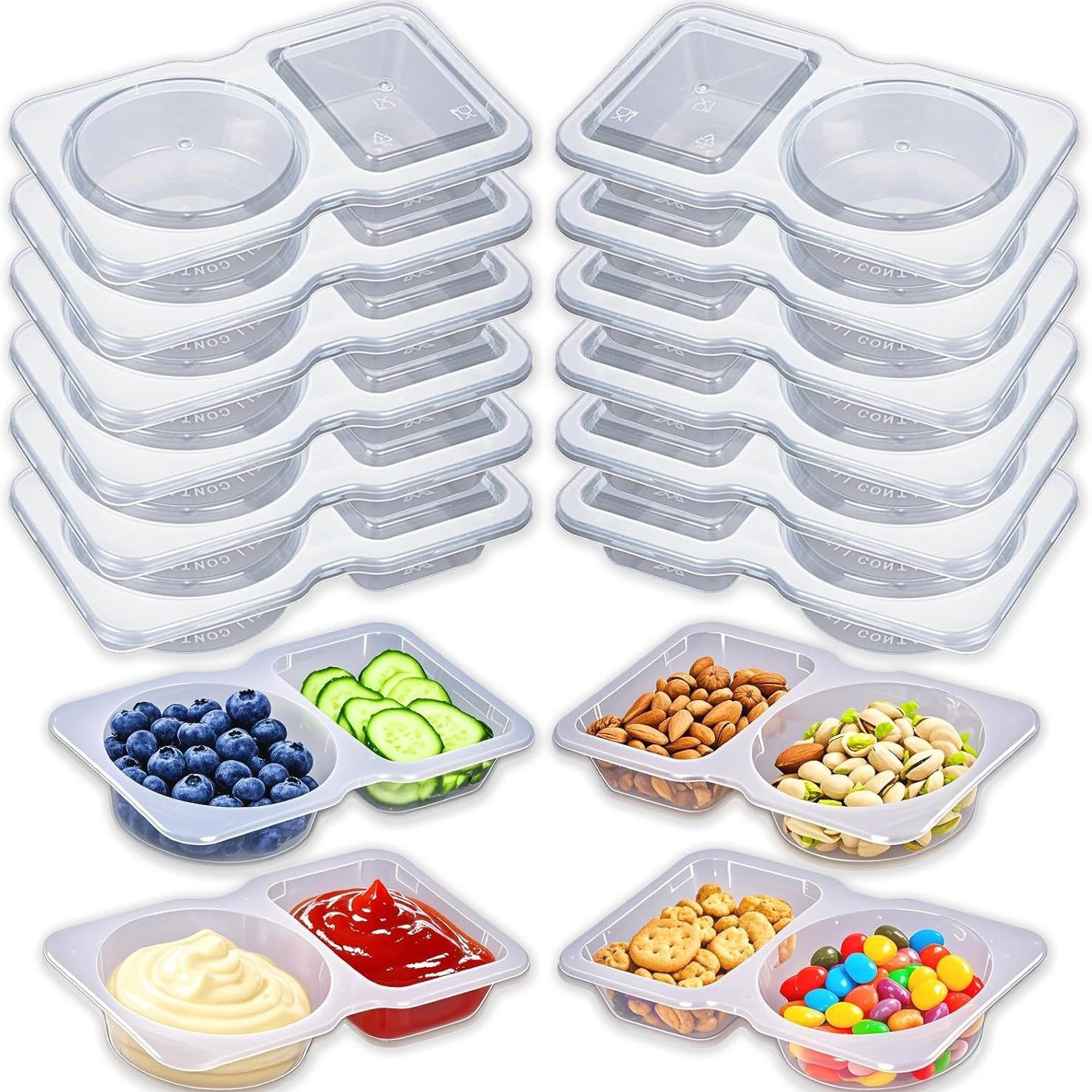 Snack Dipping Sauce Box, Seasoning Box, Outdoor Home Portable Disposable Sauce Plastic Dual-Use Amazon Divider Box