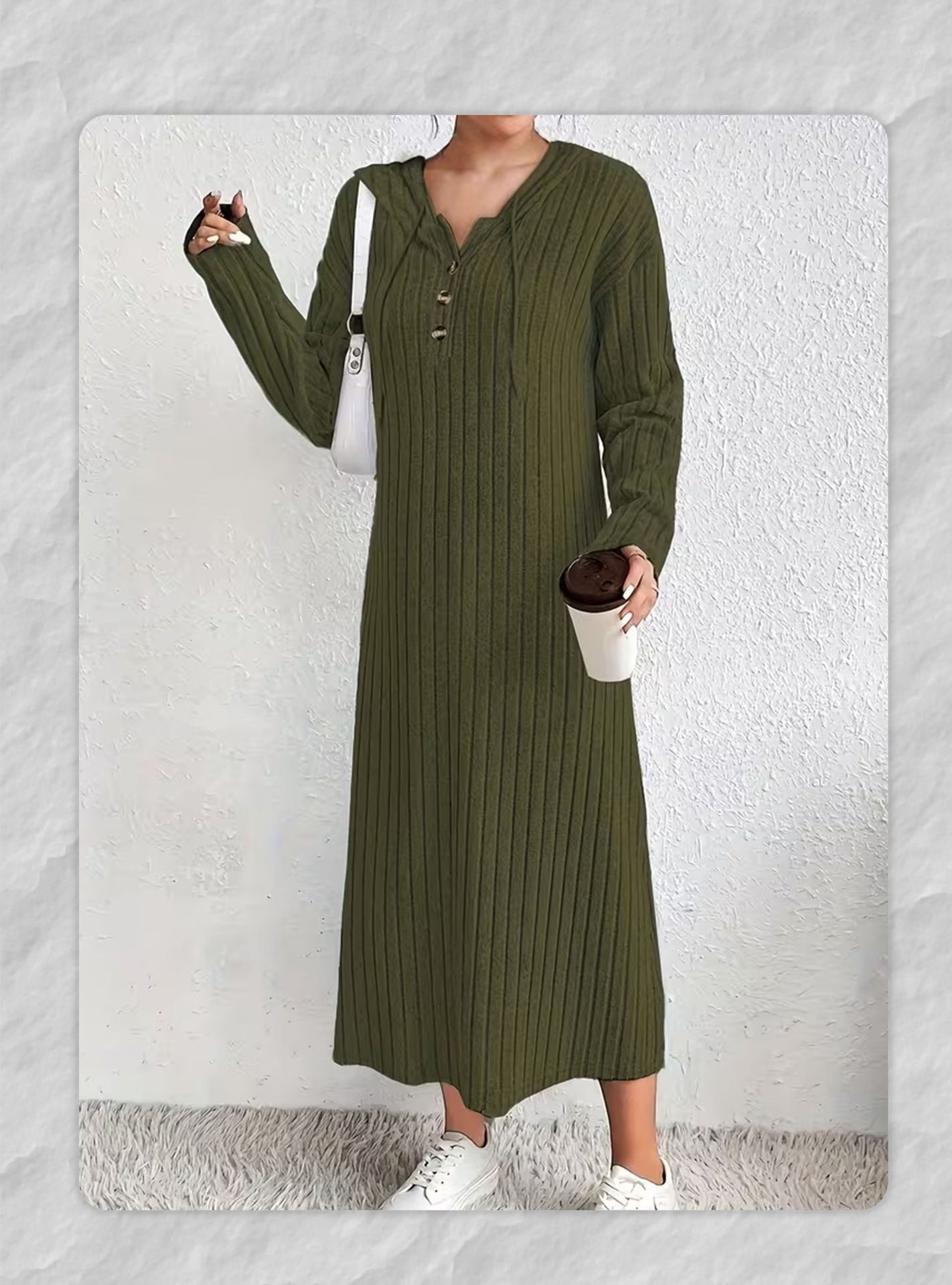 Abito musulmano elegante donna in maglia con cappuccio arabo_voghion.com