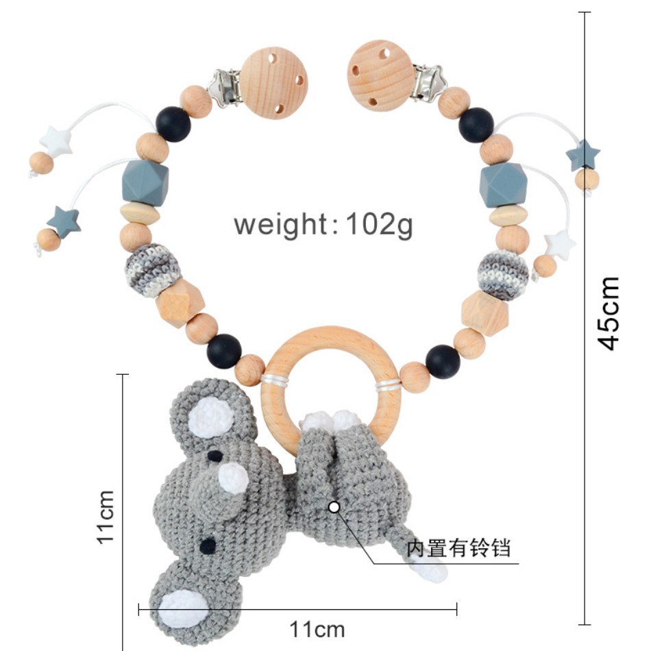 Bebé de punto muñeca animal lana ganchillo anti-caída cadena juguete cochecito puede roer colgante de ganchillo