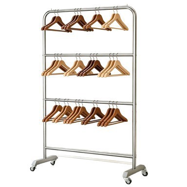 Tienda de ropa de acero inoxidable percha de ropa almacenamiento rack móvil de almacenamiento de ropa de mujer soporte de ropa almacén multi-capa artefacto mágico