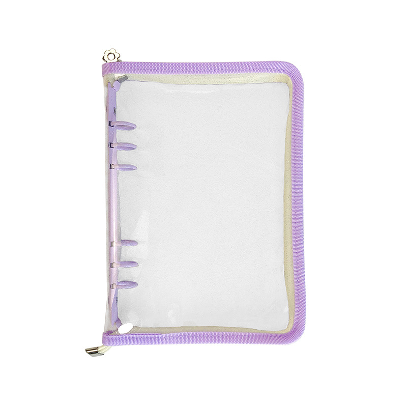 En stock linda bolsa de almacenamiento de celebridades de internet libro de hojas sueltas de seis agujeros ins estilo star-chasing a5a6 cremallera transparente libro de mano shell