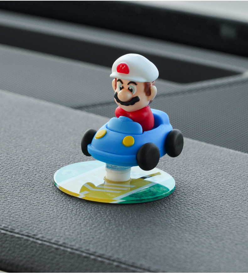 Car Rotary Healing Ornaments Car Cartoon Central Console Mario Drift with Car Ornaments Decompression Supplies Car