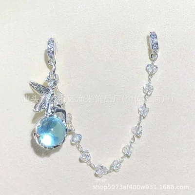 Zərgərlik ara hissələri: Beads Chain Bracelet Necklace with - bright-silver-blue-elf-goddess-zircon-chain-terms