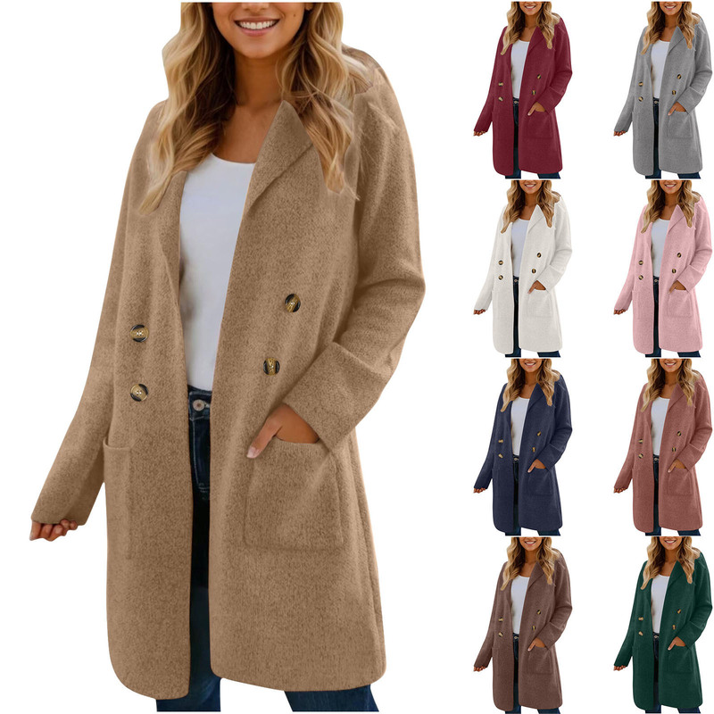 2024 autumn and winter Europe and the United States cross-border Amazon new ladies fashion Joker long woolen coat suit jacket