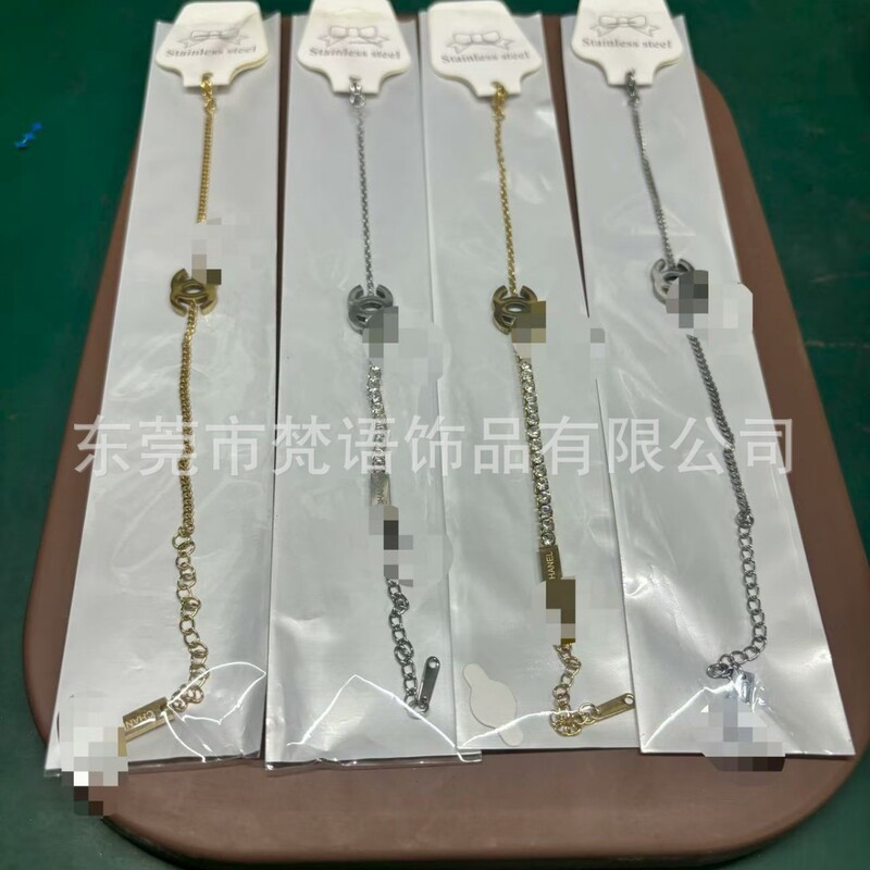 跨境新品小香家双cc不锈钢   18K手链项链钛钢女时尚热款首饰批发|undefined