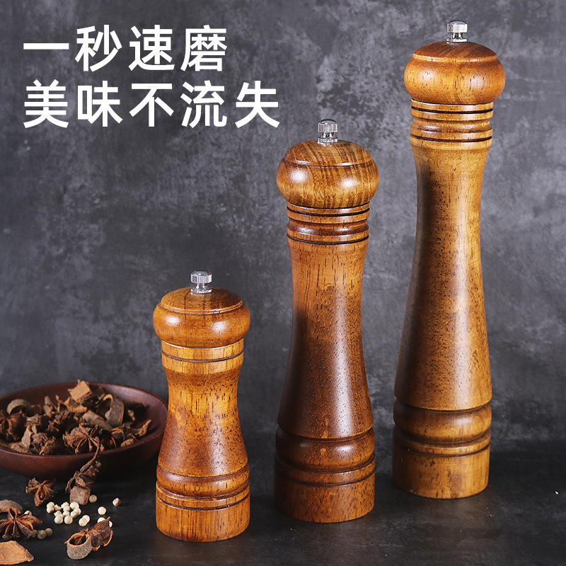 Spot manual solid wood antique color pepper grinder black pepper grinder seasoning bottle ceramic grinding core pepper mill Spot manual solid wood antique color pepper grinder black pepper grinder seasoning bottle ceramic grinding core pepper mill