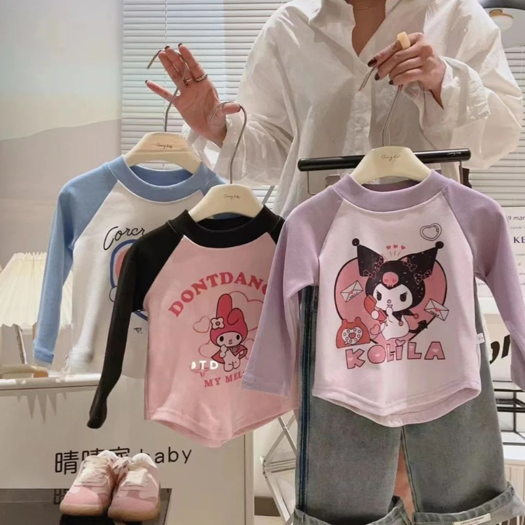 Camiseta de manga larga para niños top de Velvet Otoño e Invierno nuevos niños y niñas de dibujos animados estilo occidental bebé camisa de fondo entrega de una sola pieza