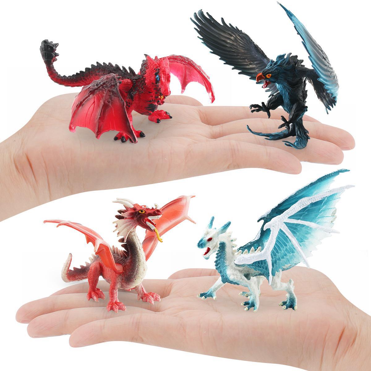 Exportación transfronteriza simulación de mitología occidental dragón modelo dragón de hielo dragón de acero fuego águila lobo dragón adornos estáticos de escritorio