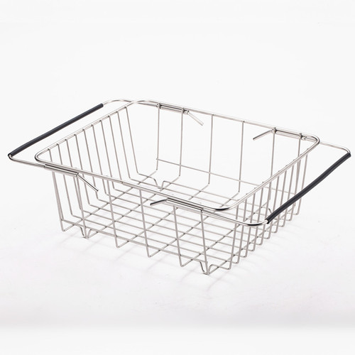 Stainless steel drain basket retractable pool drain rack drain dish rack fruit and vegetable basket vegetable basket sink storage rack