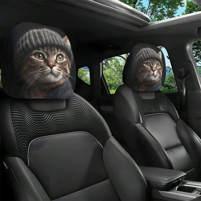 behalf of customers, car seat cover | Universal seat cover - woolen-hat-cat-double-sided-printing-1-piece
