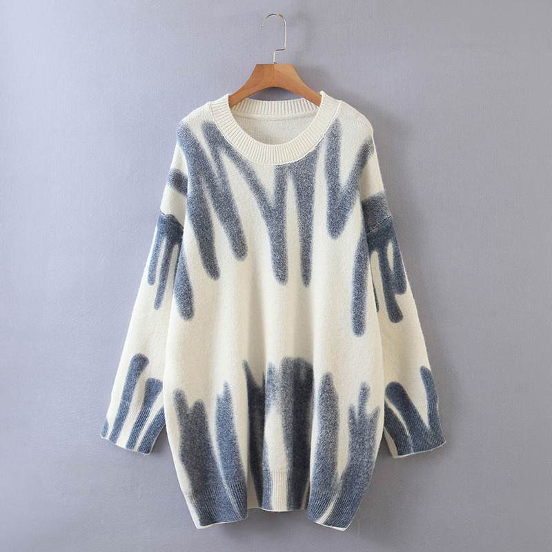 Transfronteriza suéter impreso ropa de mujer Primavera y otoño 2023 nuevo jersey estilo coreano Suelta todo fósforo ropa de abrigo suéter abrigo image 6