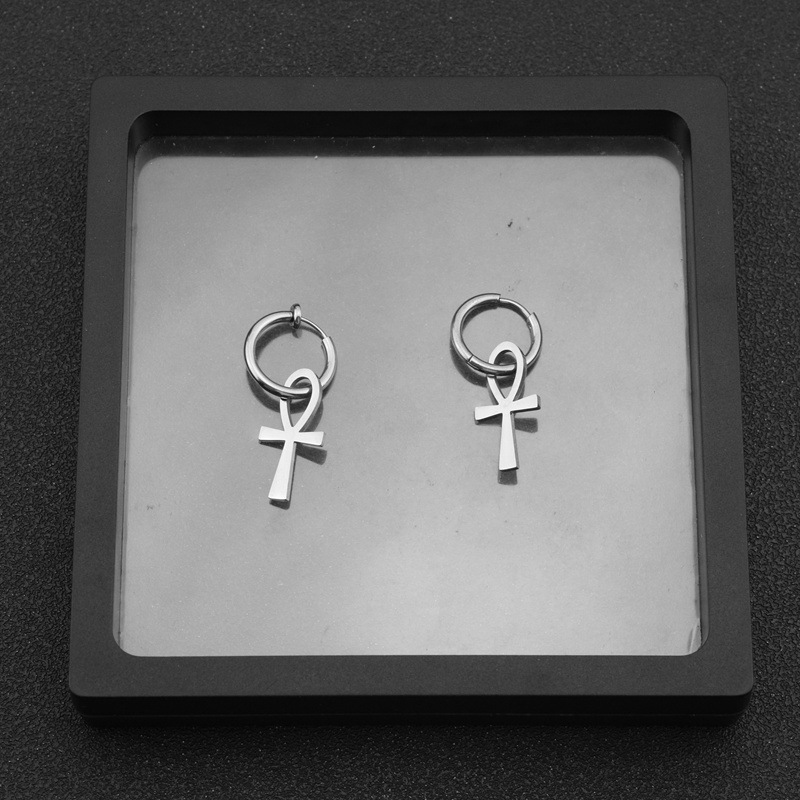 1 Piece Casual Simple Style Cross Polishing Stainless Steel Drop Earrings display picture 8