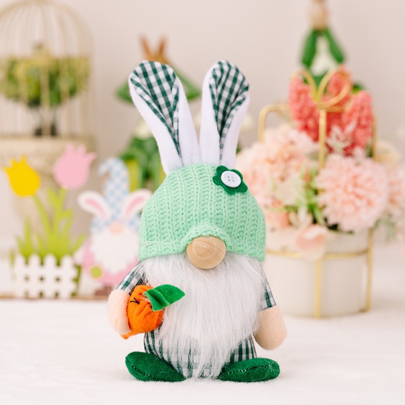 Transfronterizos nuevos artículos de decoración de Pascua primavera muñeca de conejo de Pascua muñeca sin cara enano de pie muñeca