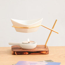 轻云舟 烧木底铁艺香薰炉精油灯蜡烛灯炉香薰机跨境亚马逊外贸专