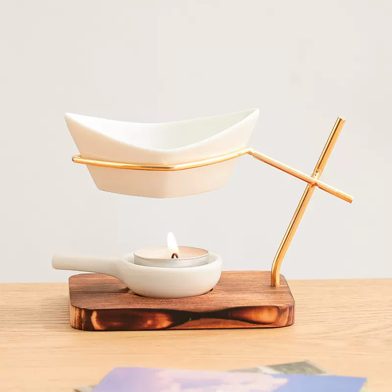 轻云舟 烧木底铁艺香薰炉精油灯蜡烛灯炉香薰机跨境亚马逊外贸专