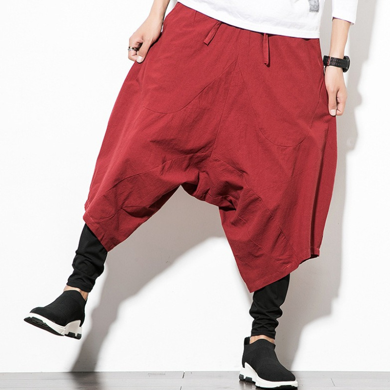 Aliexpress New Retro Chinese Style Linen Harem Pants, Cotton and Linen Loose Casual Pants, Men's Wide-Leg Pants