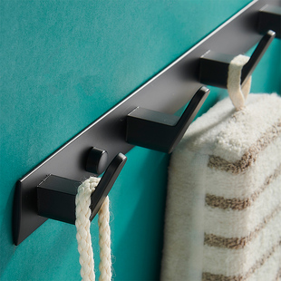 Towel Hooks in a Row, No-Drill Space Aluminum Long Strip for Entryway, Bathroom, Wall-Mounted Hooks for Hanging Clothes in the Bathroom
