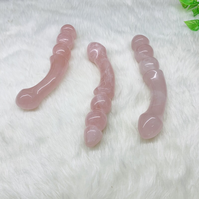 天然水晶粉晶原石雕刻打磨 水晶按摩棒 图 16