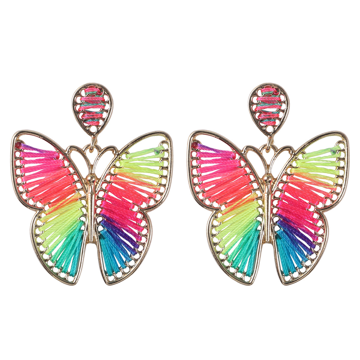 Bohemian Butterfly Cloth Metal Splicing Earrings display picture 3