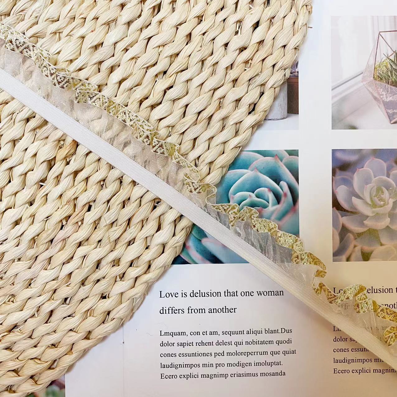 2.6cm锦纶氨轮金边有光弹力木耳花边玩具裙边袜子服饰内衣裤辅料