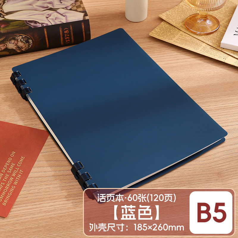 Este cuaderno de hojas sueltas B5 se puede desmontar para reemplazar el núcleo, la portada de las hojas sueltas PP respetuosas con el medio ambiente no presiona el libro de bobinas engrosadas a Mano.