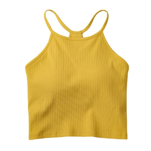 Women's small camisole with padded cups, one-piece inner wear, INS beautiful back, short navel-baring bottoming outer top