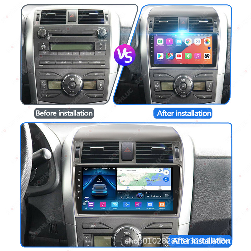 Suitable for 06-13 Toyota Corolla Central Control Navigation Frame Android Navigation Versatile Frame Large Screen Panel