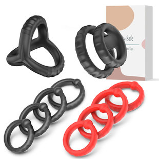 Sameyo 10-Piece Set of Silicone Men's Semen Locking Ring Penis Anti-Ejaculation Foreskin Semen Locking Ring Trainer Cross-Border Hot Model