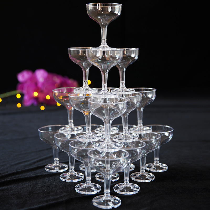 Acrylic Thickeneded Champagne Glass Plastic Goblet Celebration Opening Bar Wine Glass Wedding Props Champagne Tower Cup