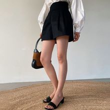 梨形身材高腰阔腿裤垂坠感收腰短裤a字版型西装面料粗腿遮肉热裤