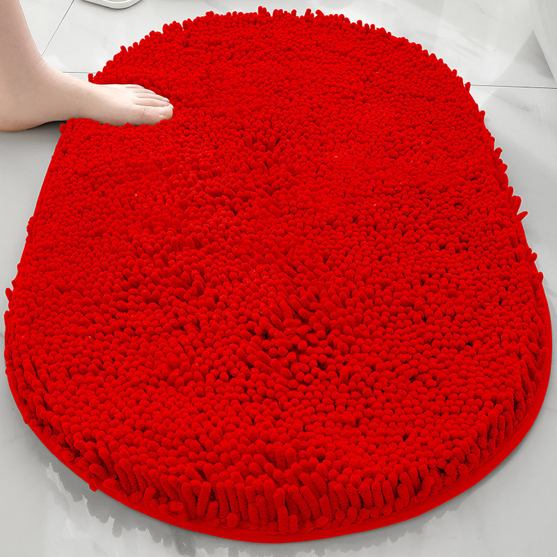 Alfombra absorbente de baño de chenilla ovalada Alfombra de pie de puerta de baño Alfombra antideslizante de entrada de baño Alfombra de dormitorio