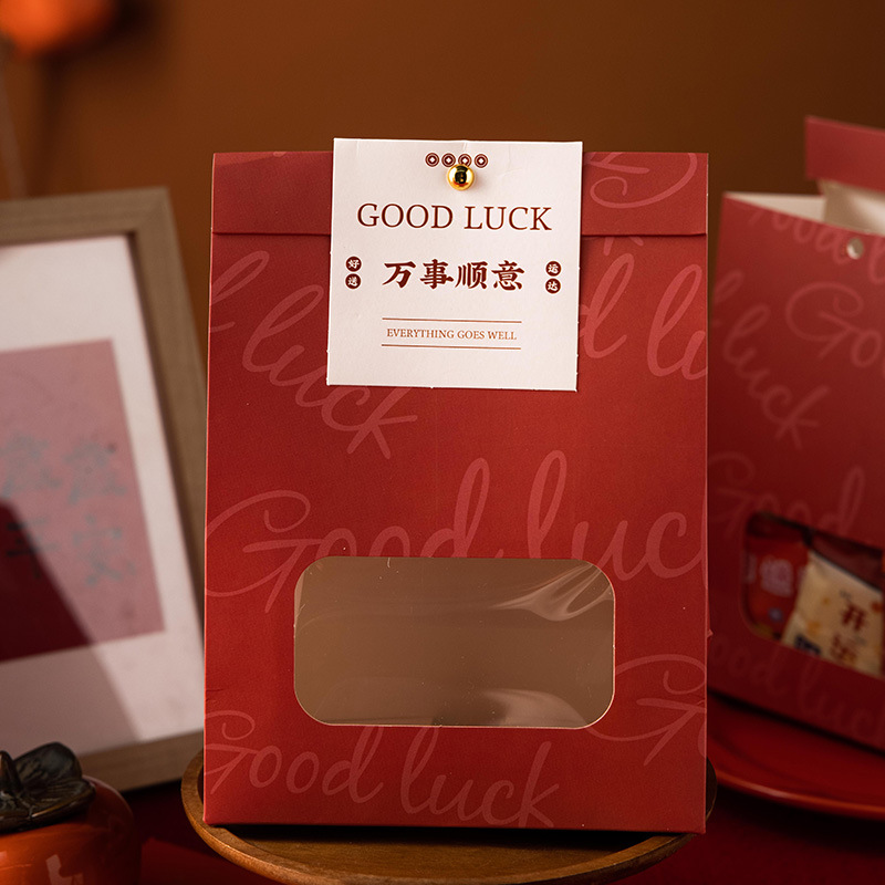 2023 copo de nieve crujiente bolsa de embalaje galleta caja de embalaje de caramelo boda transparente ventana portátil bolsa de papel para hornear al por mayor