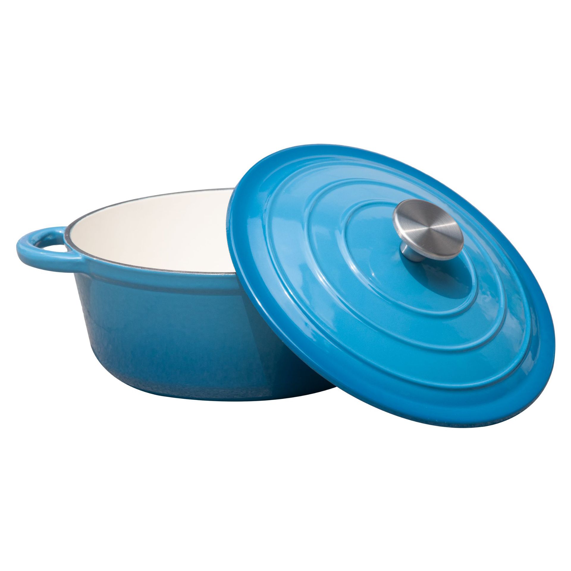 Cross-border export of high-quality sky blue round cast iron enamel pot made in China