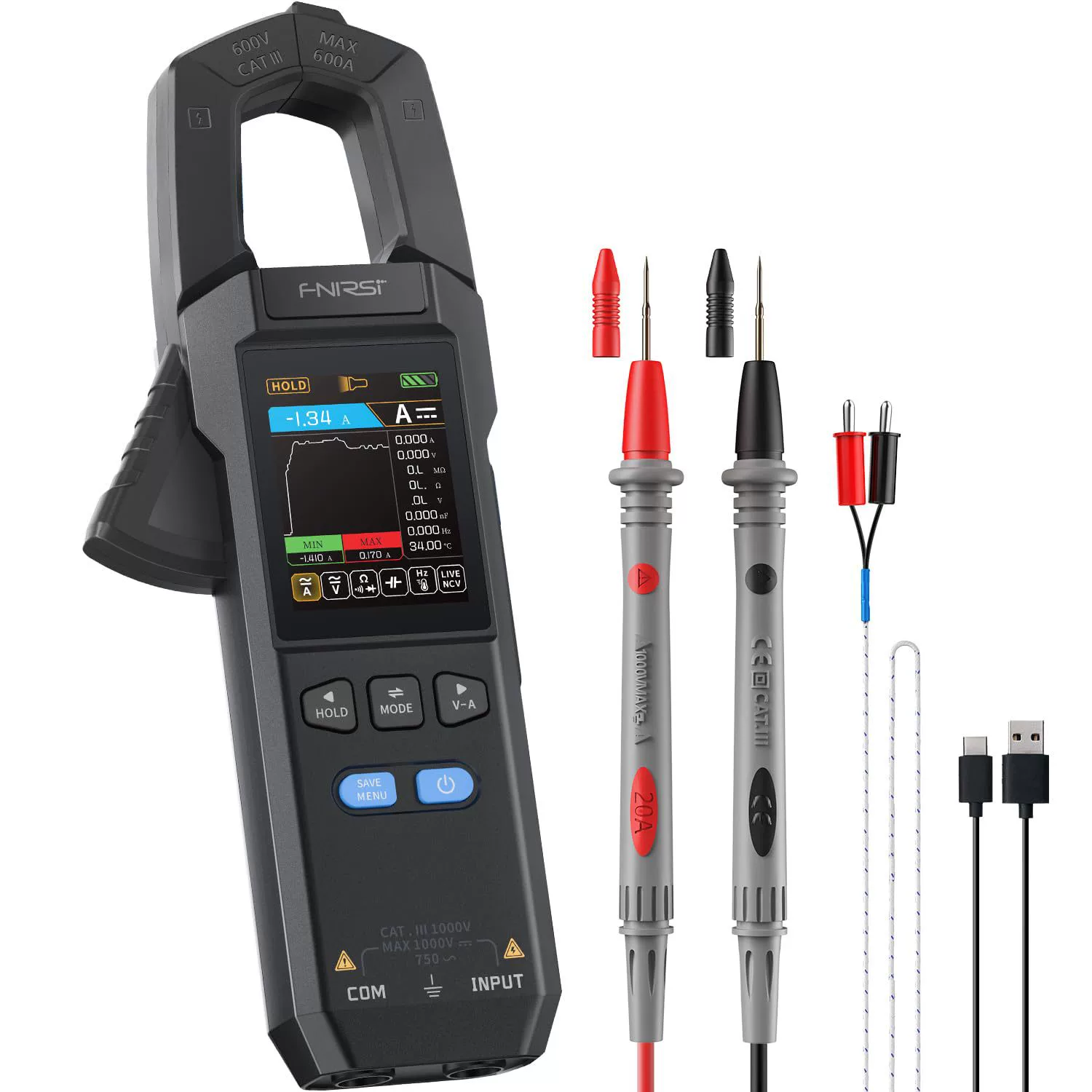 Цифровой клещевой мультиметр FNIRSI DMC-100