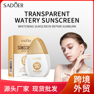Full English Sadoer Clear and Watery Sunscreen Lotion Spf90+ Refreshing Anti-Uv High-Power Sunscreen Cross-Border Wholesale