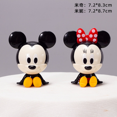 Mickey and Minnie Birthday Cake Decoration Set, First Month Baby Shower Cake Topper, Bakery Style Birthday Sweet Treat Party Accessory