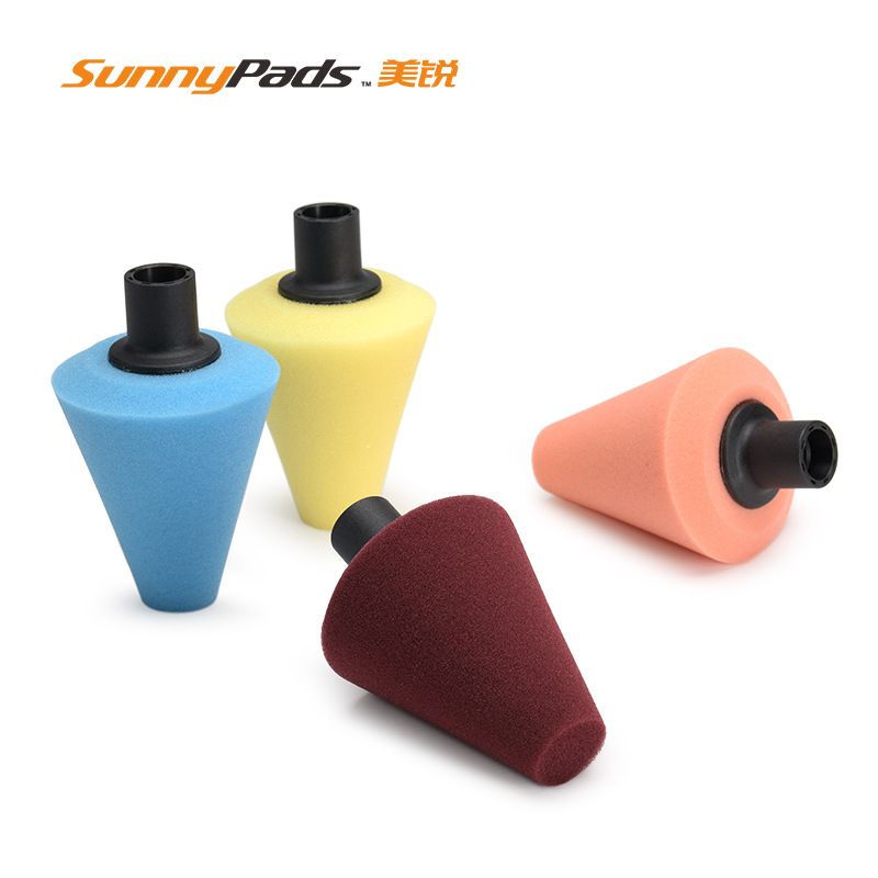 汽车轮毂车轮抛光海绵头电动工具配件汽车美容清洁锥形抛光盘批发