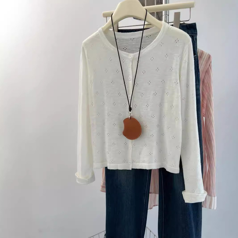 Real shot ~ knitwear women's hollow blouse top sunscreen