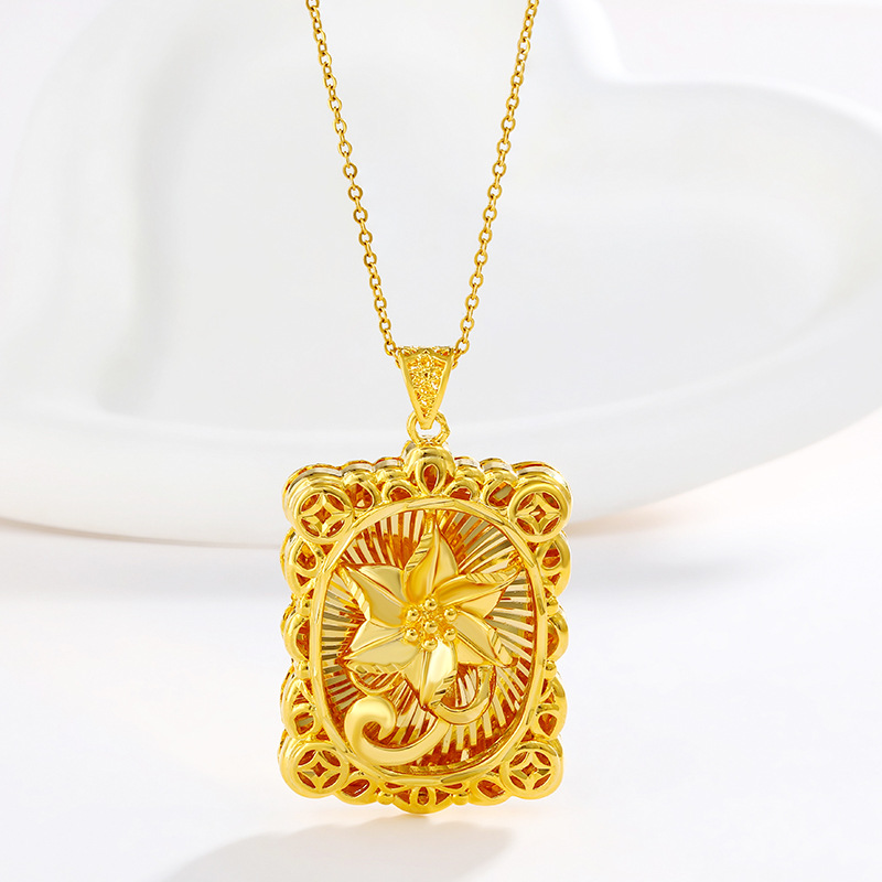 Aleación Xuping otoño y invierno galvanizado cuadrado colgante colgante estilo retro colgante de flores colgante joyería al por mayor mujeres