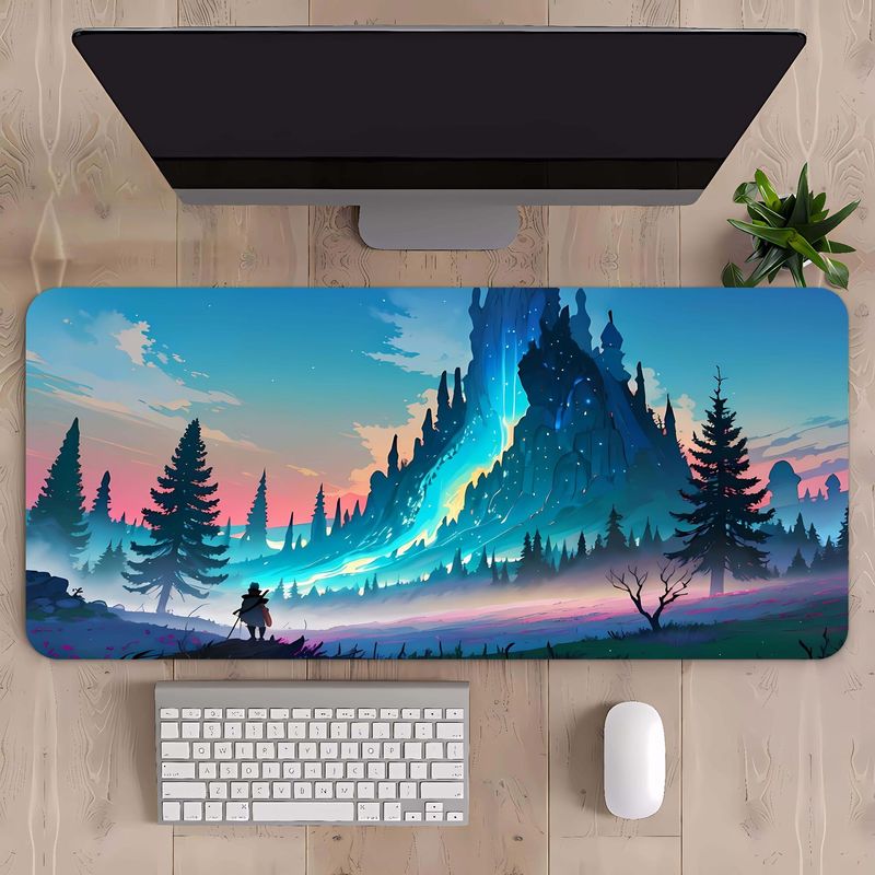 マウスパッド特大山岳風景キーボードパッド特大厚手縁取り大型デスクパッド一件代発|undefined