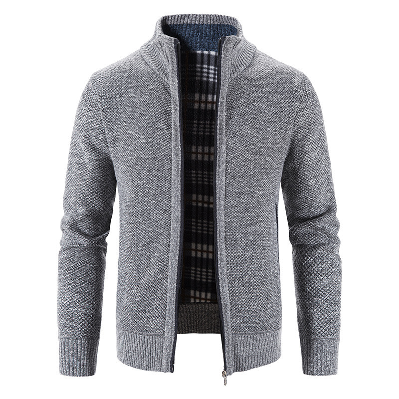 Excluido para una pieza de comercio exterior, cardigan de punto de otoño e invierno para hombres europeos y americanos, suéter grueso casual de gran tamaño con cuello alto abierto