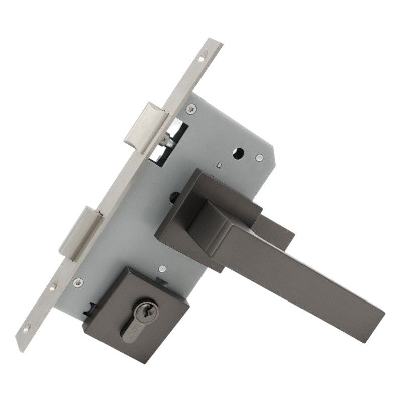 Al por mayor gris y negro cerradura de la puerta dormitorio habitación cerradura de la puerta universal de madera cerradura de la puerta de bloqueo de división cuadrada de succión magnética cerradura de la puerta de silencio