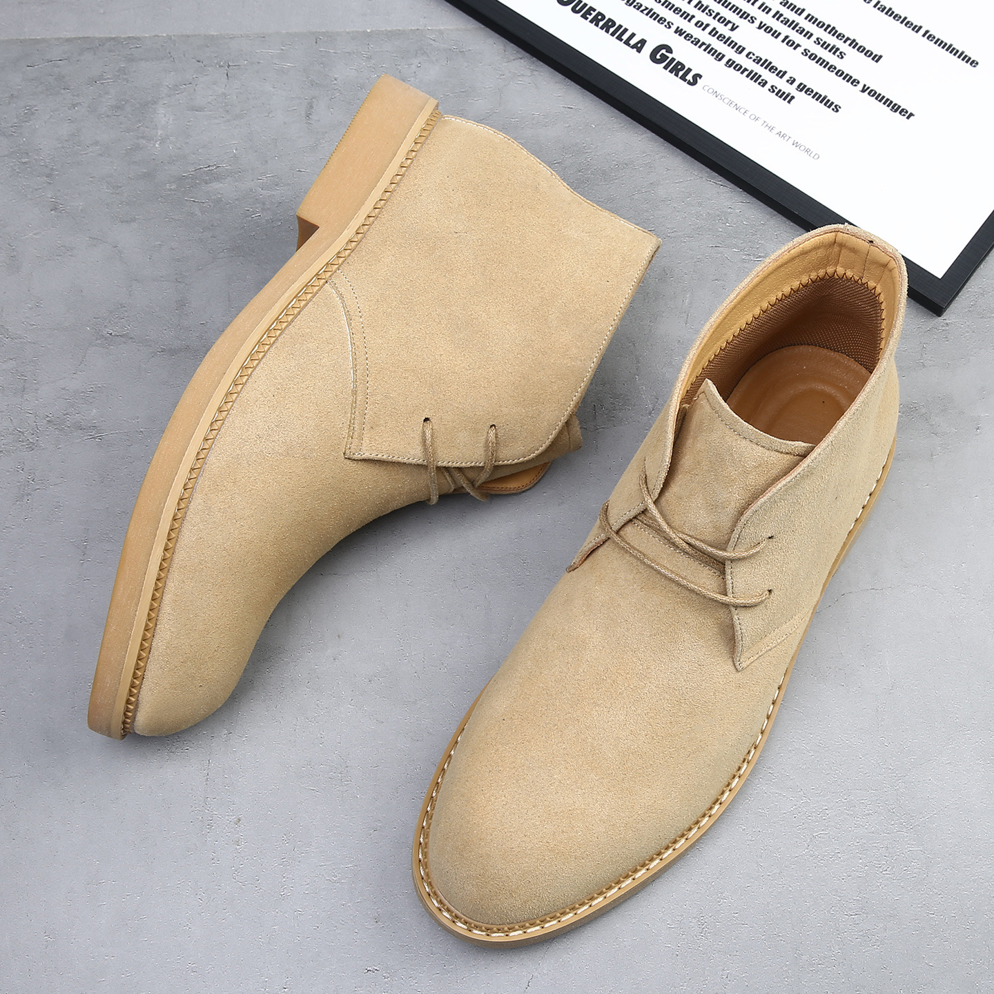 Botas del desierto para hombres 47 48 botas Martin para hombres de alto estilo británico retro botas de cuero casuales versátiles