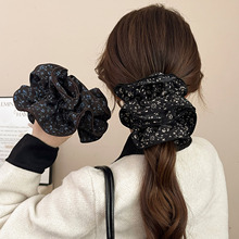 赵露思同款碎花缎面大肠发圈女高级感丸子头扎发头绳时尚百搭头饰