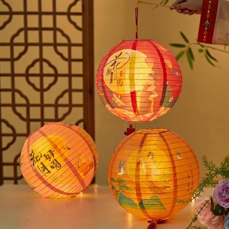 中秋节儿童古风手提灯笼拍照氛围感发光国风诗词汉服古装写真道具|undefined