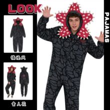 怪奇物语食人花睡衣角色扮演连体睡衣连帽服装毛绒万圣珊瑚绒睡衣